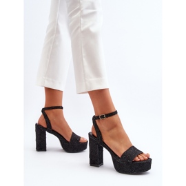 Sandalias vaqueras con tacón alto Negro Acrana 10