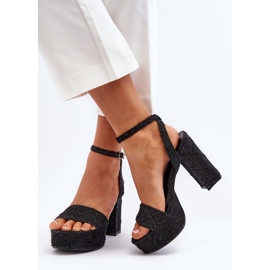 Sandalias vaqueras con tacón alto Negro Acrana 12