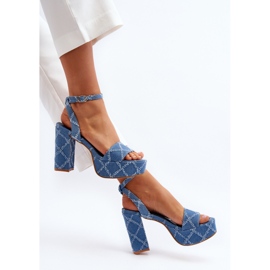 Sandalias denim tacón Acrana azul 2