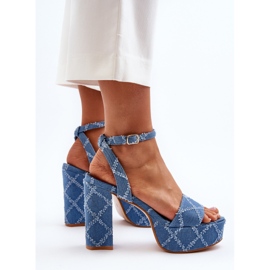 Sandalias denim tacón Acrana azul 1