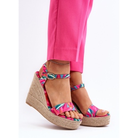 Sandalias Cuña Trenzada Anihazra Fucsia Estampada rosado 4