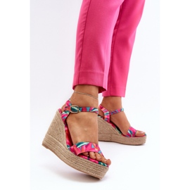 Sandalias Cuña Trenzada Anihazra Fucsia Estampada rosado 6