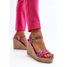 Sandalias Cuña Trenzada Anihazra Fucsia Estampada rosado 8