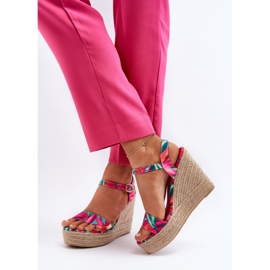 Sandalias Cuña Trenzada Anihazra Fucsia Estampada rosado 9