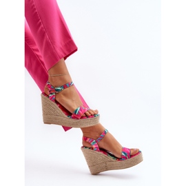 Sandalias Cuña Trenzada Anihazra Fucsia Estampada rosado 10