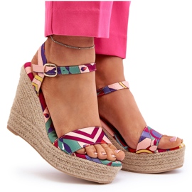 Sandalias De Cuña Estampadas De Trenzado Multicolor Anihazra 12
