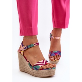 Sandalias De Cuña Estampadas De Trenzado Multicolor Anihazra 8