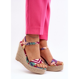 Sandalias De Cuña Estampadas De Trenzado Multicolor Anihazra 5