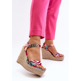 Sandalias De Cuña Estampadas De Trenzado Multicolor Anihazra 7