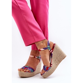 Sandalias De Cuña Estampadas De Trenzado Multicolor Anihazra 10