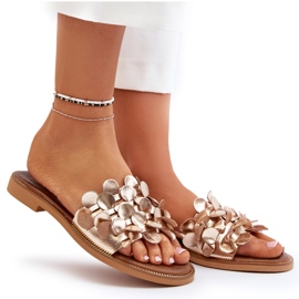 Zazoo 40381 Sandalias Planas Mujer Piel, Dorado 10