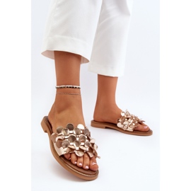 Zazoo 40381 Sandalias Planas Mujer Piel, Dorado 4