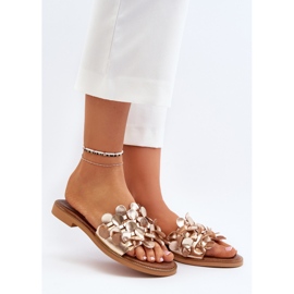 Zazoo 40381 Sandalias Planas Mujer Piel, Dorado 3