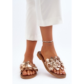 Zazoo 40381 Sandalias Planas Mujer Piel, Dorado 7