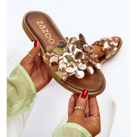 Zazoo 40381 Sandalias Planas Mujer Piel, Dorado 9