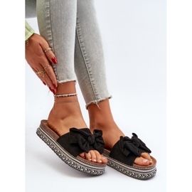 Chanclas de Mujer con Plataforma y Lazo, Negro Evatria 1