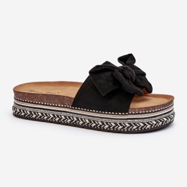 Chanclas de Mujer con Plataforma y Lazo, Negro Evatria 2