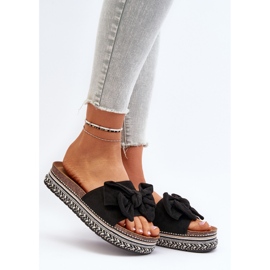 Chanclas de Mujer con Plataforma y Lazo, Negro Evatria 3