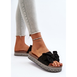 Chanclas de Mujer con Plataforma y Lazo, Negro Evatria 6