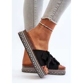 Chanclas de Mujer con Plataforma y Lazo, Negro Evatria 7