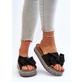 Chanclas de Mujer con Plataforma y Lazo, Negro Evatria 8