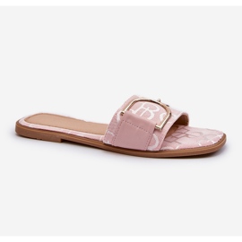 Chanclas de mujer brillantes con decoración rosa 1