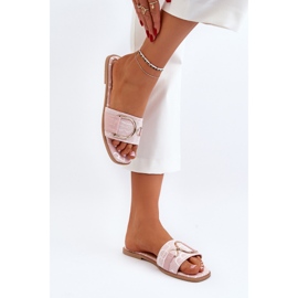 Chanclas de mujer brillantes con decoración rosa rosado 4