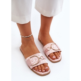 Chanclas de mujer brillantes con decoración rosa rosado 6