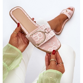 Chanclas de mujer brillantes con decoración rosa rosado 8