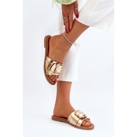 Chanclas de Mujer con Correa y Hebilla, Dorado Opahiri 8