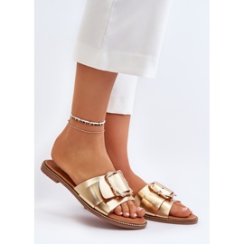 Chanclas de Mujer con Correa y Hebilla, Dorado Opahiri 3