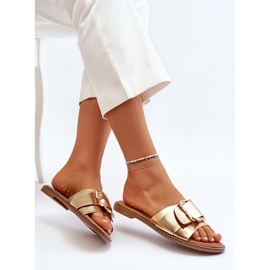 Chanclas de Mujer con Correa y Hebilla, Dorado Opahiri 9