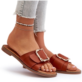 Chanclas de Mujer con Tira y Hebilla Camel Opahiri marrón 9
