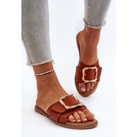 Chanclas de Mujer con Tira y Hebilla Camel Opahiri marrón 4