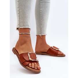 Chanclas de Mujer con Tira y Hebilla Camel Opahiri marrón 3