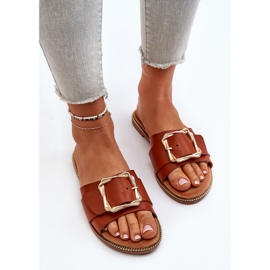 Chanclas de Mujer con Tira y Hebilla Camel Opahiri marrón 5