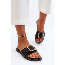 Chanclas de Mujer con Correa y Hebilla Negro Opahiri 4