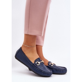 Mocasines Clásicos Mujer Piel Ecológica Azul Marino Demese 2