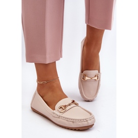 Mocasines Clásicos De Mujer En Piel Ecológica Beige Demese 6
