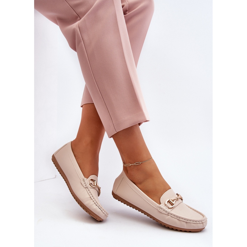 Mocasines Clásicos De Mujer En Piel Ecológica Beige Demese 1
