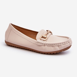 Mocasines Clásicos De Mujer En Piel Ecológica Beige Demese 3