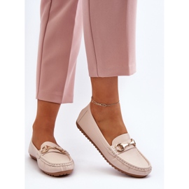 Mocasines Clásicos De Mujer En Piel Ecológica Beige Demese 10