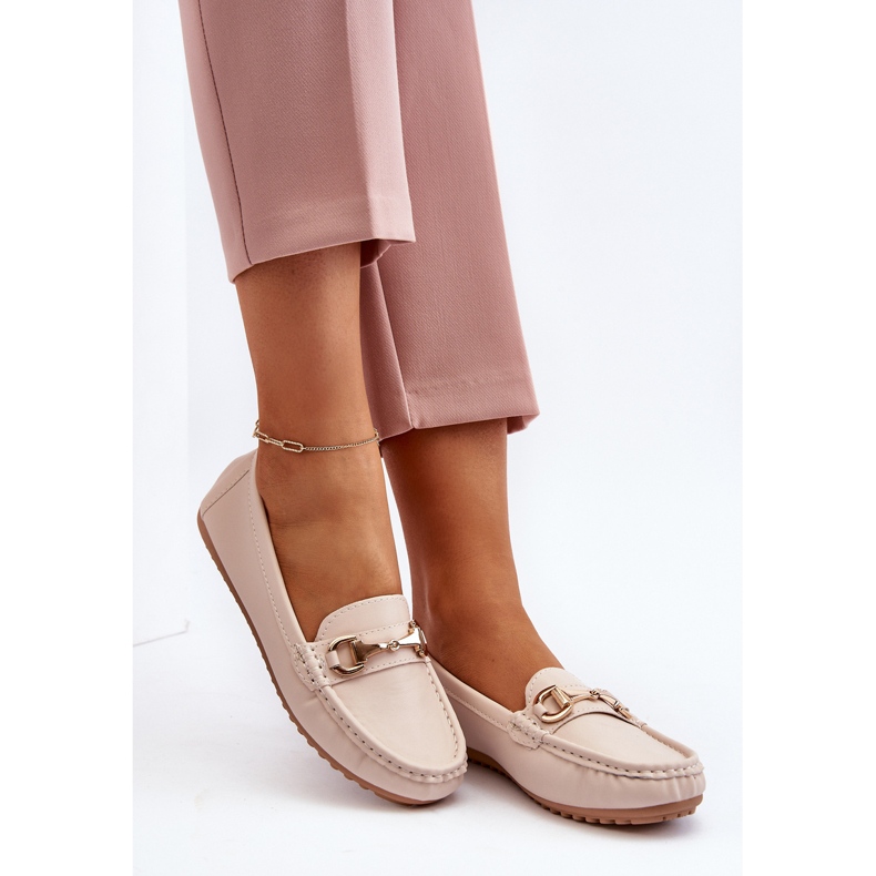 Mocasines Clásicos De Mujer En Piel Ecológica Beige Demese 2