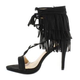 Sandalias tacón flecos 8125 Negro 1