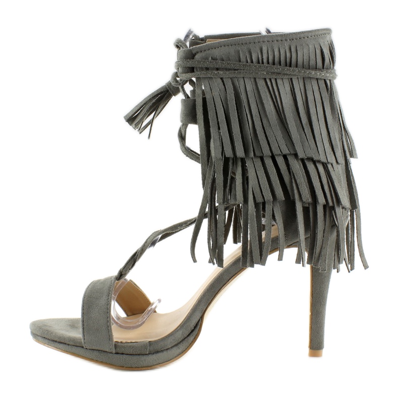 Sandalias tacón flecos 8125 Gris 1 Sandalias tacón flecos 8125 Gris 1