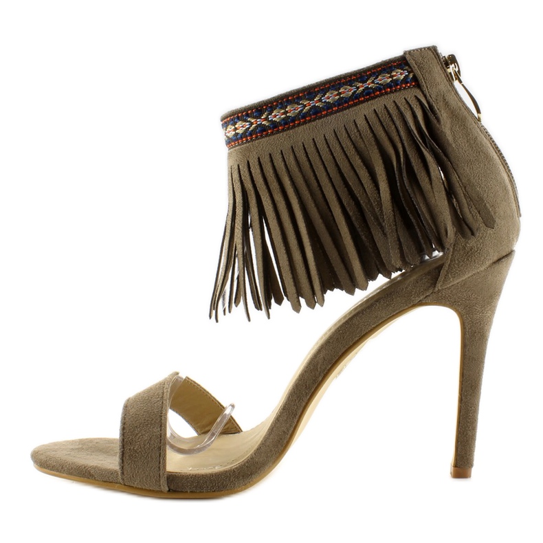 Sandalias flecos etnicas kaki caqui 1