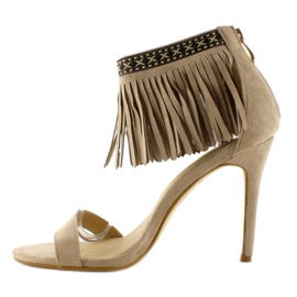 Sandalias con flecos, estampado étnico Beige 1