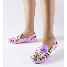 Pantuflas de goma rosa con estampado Eliano CLF0758C Rosa azul 1