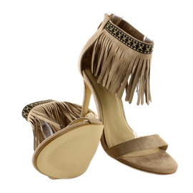 Sandalias con flecos, estampado étnico Beige 3