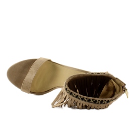Sandalias con flecos, estampado étnico Beige 4